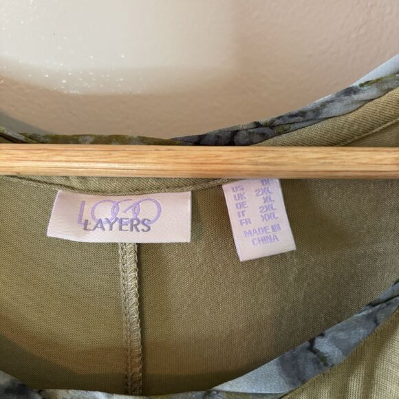 Logo Layers By Lori Goldstein Tank Top Olive Green Tunic Sleeveless Shir… - Picture 4 of 8